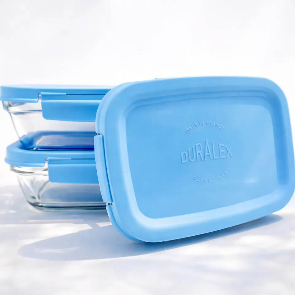 Duralex Professionnels De La Restauration|Boîtes Rectangulaires>Freshbox - Boite de conservation à ailette couvercle bleu 1.1L
