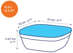 Duralex Professionnels De La Restauration|Boîtes Carrées>Freshbox - Boite de conservation carrée couvercle bleu 30cl