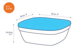 Duralex Boîtes Carrées>Freshbox - Boite de conservation carrée couvercle bleu 3,1L