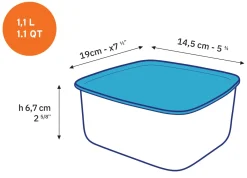 Duralex Boîtes Rectangulaires>Freshbox - Boite de conservation rectangulaire couvercle bleu 1,1L