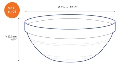 Duralex Professionnels De La Restauration|Saladiers>Le Gigogne - Saladier en verre transparent Empilable 5,8L - 31cm