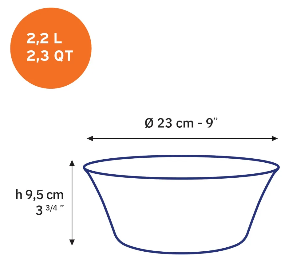 Duralex Professionnels De La Restauration|Saladiers>Lys - Saladier en verre - Bleu Marine - 23cm - 2,2l