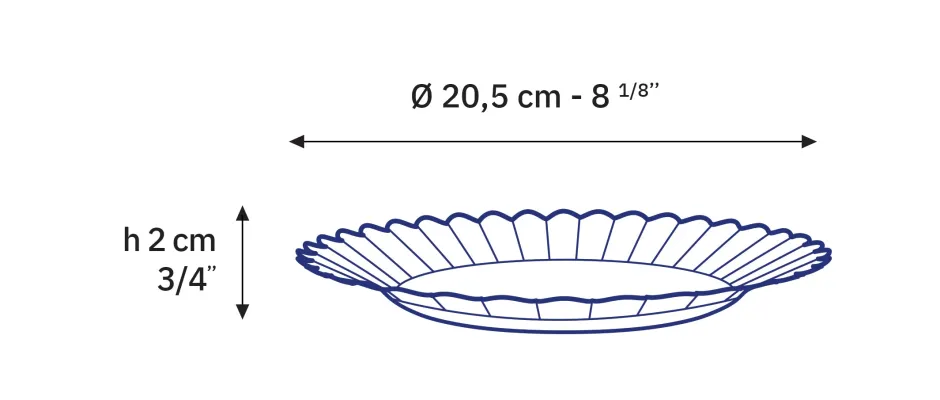 Duralex Professionnels De La Restauration|Assiettes>Picardie - Assiettes à dessert x6 - Bleu Marine - 20,5cm