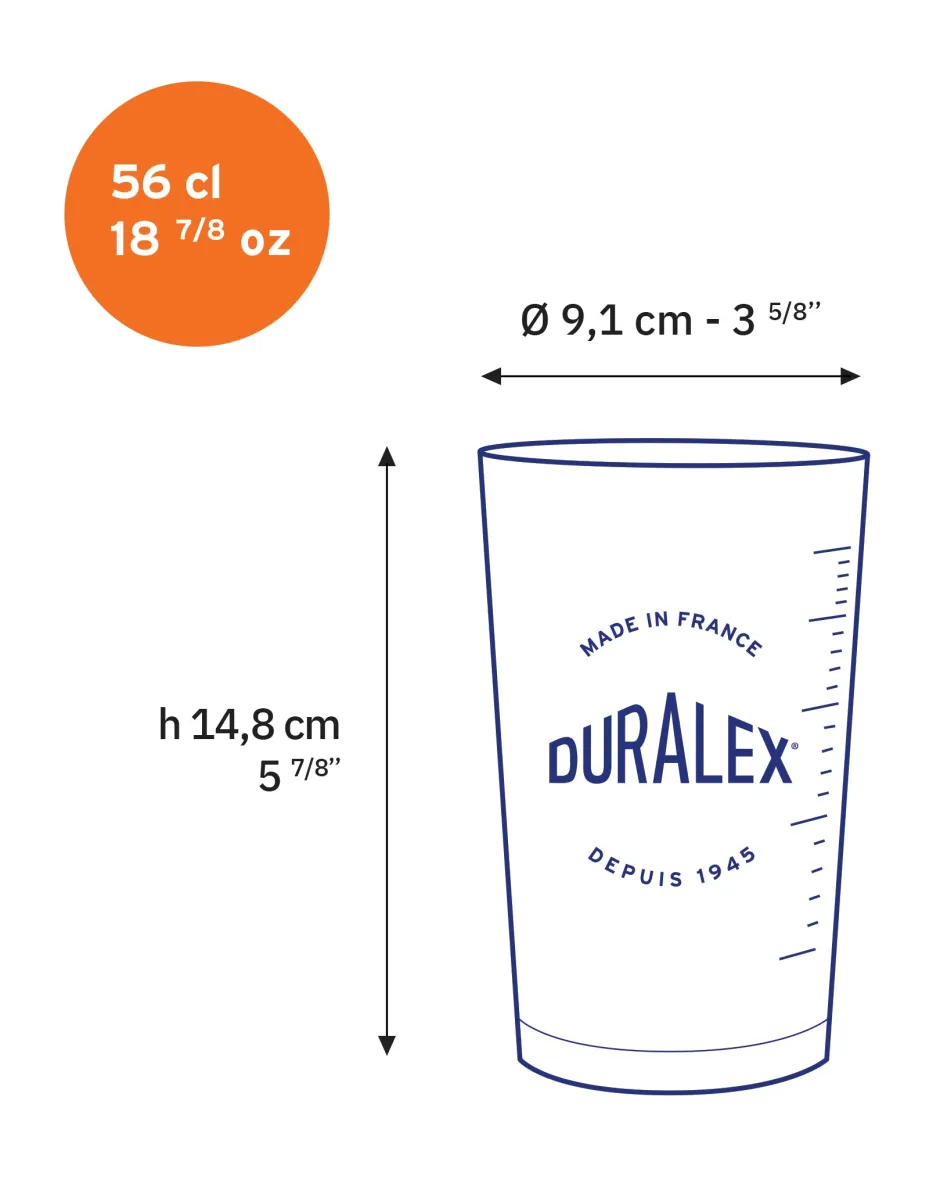 Duralex Professionnels De La Restauration|Verres Mesure>Precisio - Verre doseur / mesureur transparent 56 cl