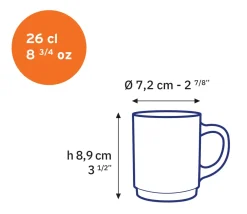 Duralex Professionnels De La Restauration|Mugs>Versailles - Mug en verre Vermeil 26 cl